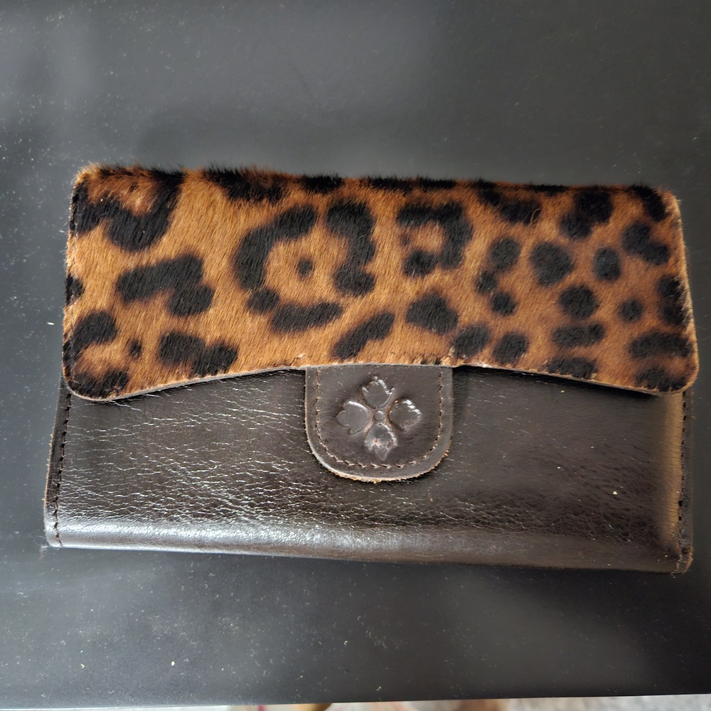 Leopard Print Black Leather Women's Bag